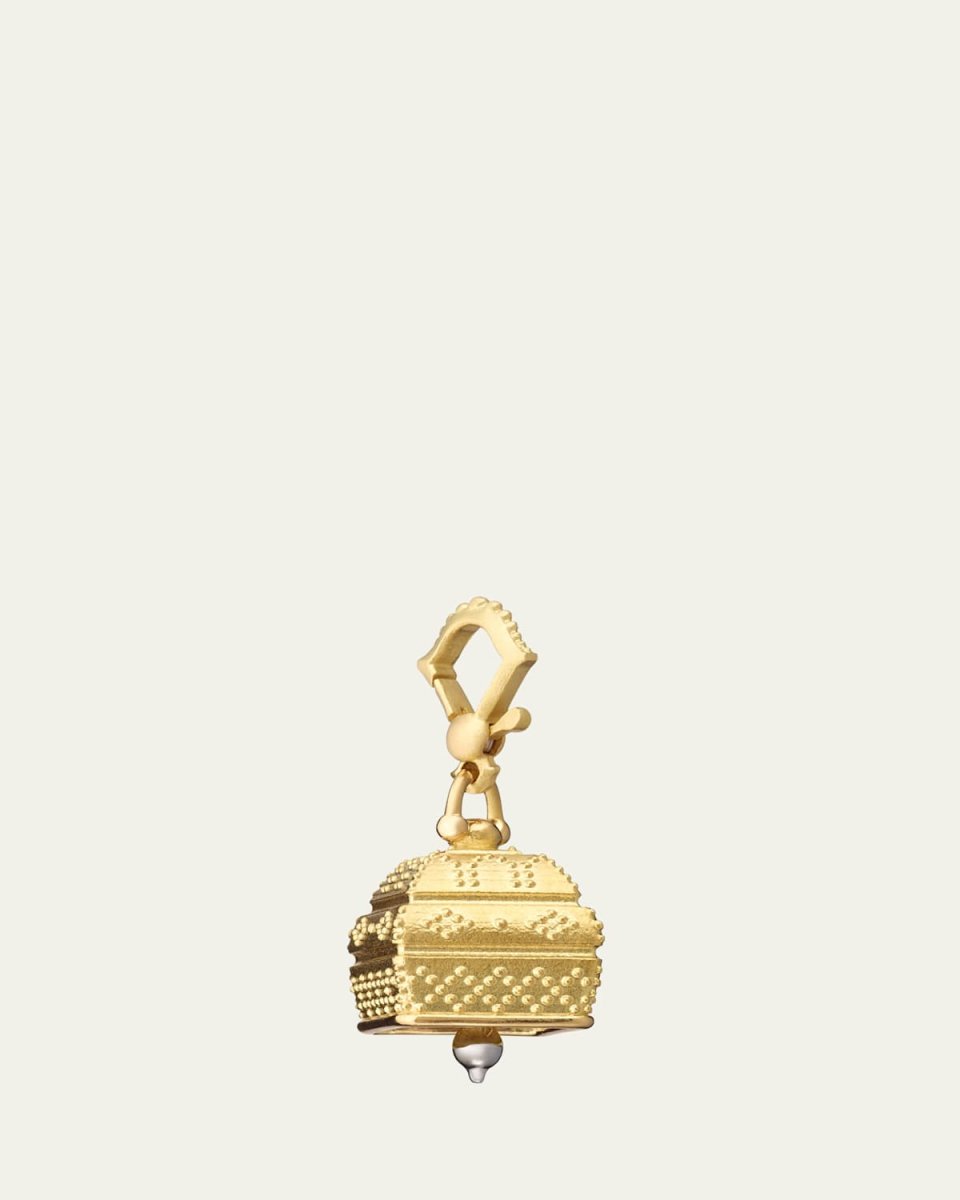 18K Yellow Gold No. 4 Square Meditation Bell Pendant